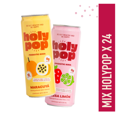 CAJA MIX DE HOLYPOP X 24UN: 12 UN DE MARACUYÁ & 12 UN DE FRESA LIMÓN